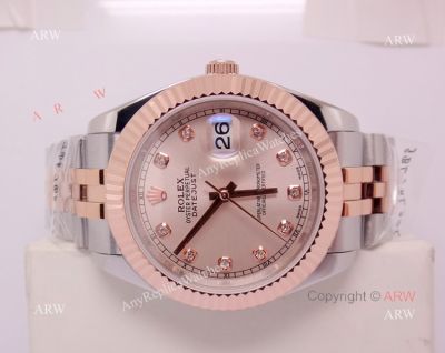 Copy Rolex Datejust 41mm 2-Tone Rose Gold Diamond Men Watch 41mm